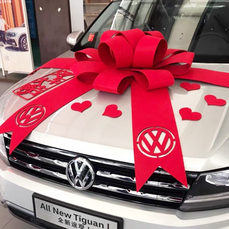 新车提车交车仪式装饰大红花球拉花汽车4店展厅展车布置大蝴蝶结