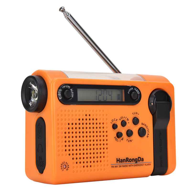 Radio transfronteriza de prevención de desastres linterna solar de emergencia con bluetooth generación de energía manual multifuncional iluminación al aire libre