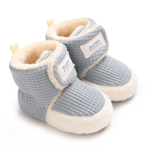 Winter and Spring Baby Shoes for 0-1 Year Olds, Fleece Lined, Thick Warm Cotton Shoes for 3-6 to 12 Months, Non-Slip for Boys and Girls