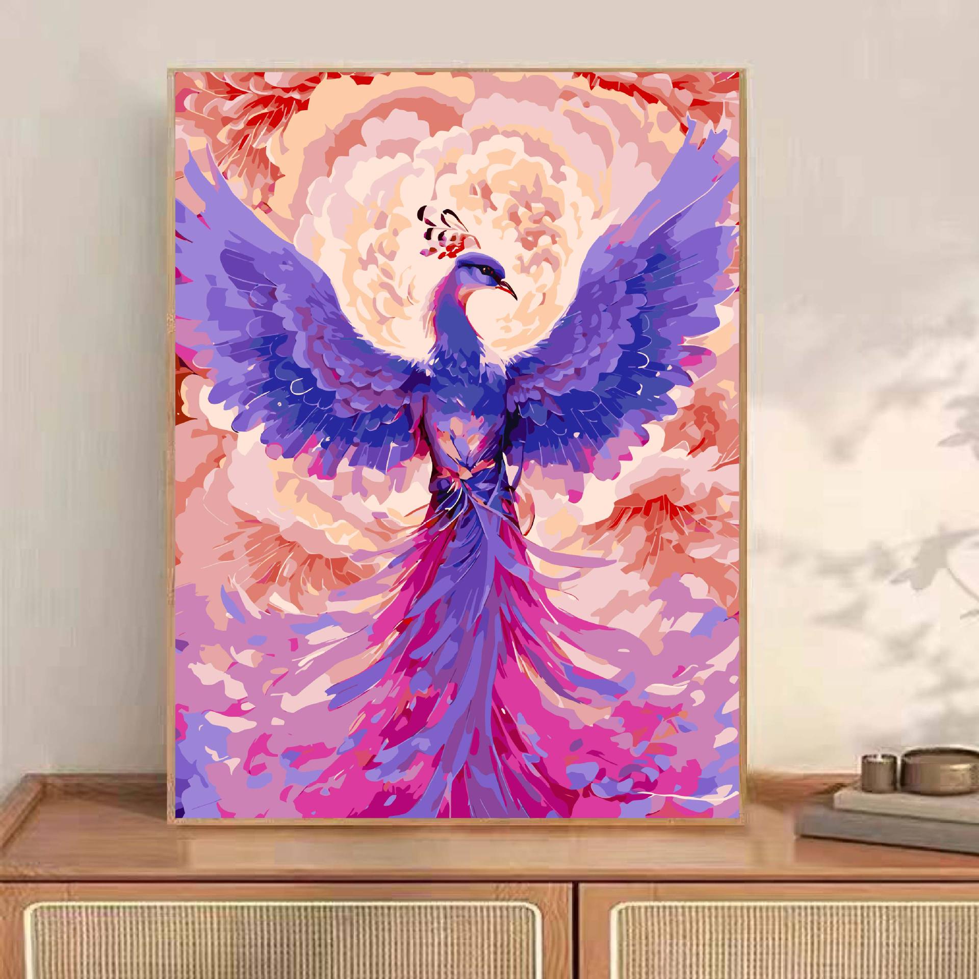 Phoenix en el vuelo pintura al óleo digital di relleno de la nueva tendencia china estilo chino artesanal decoración de la sala de estar colgante de pared