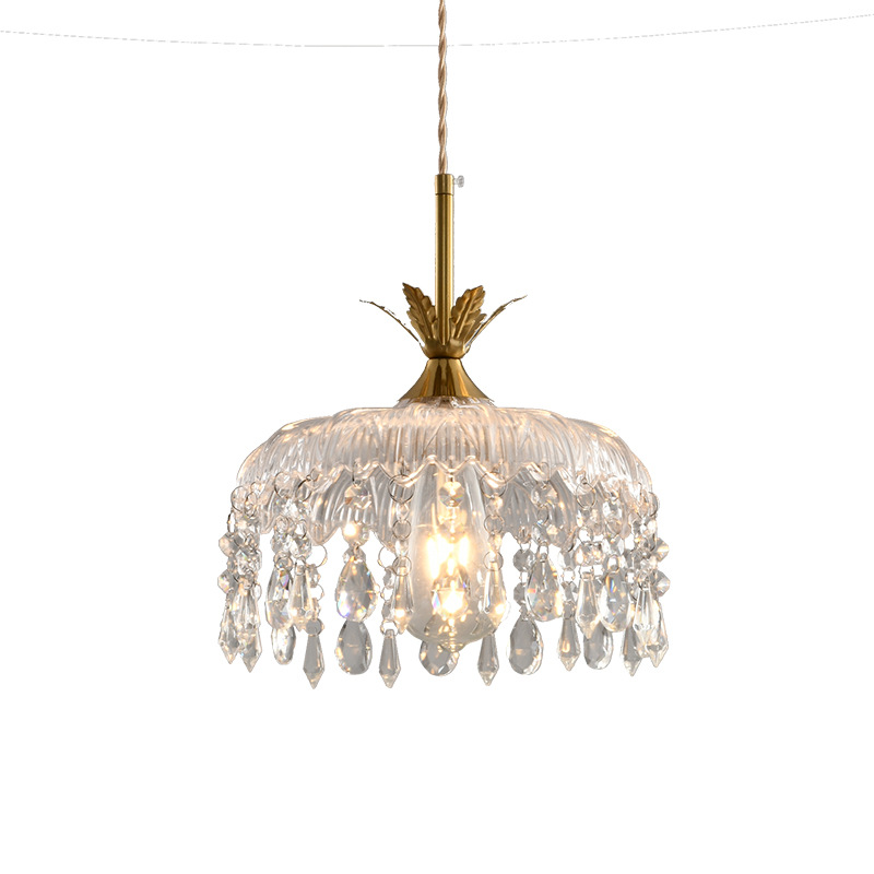 Retro estilo francés latón cristal pequeño candelier dormitorio pastoral cabezal de cama bar comedor pasillo lámpara de entrada