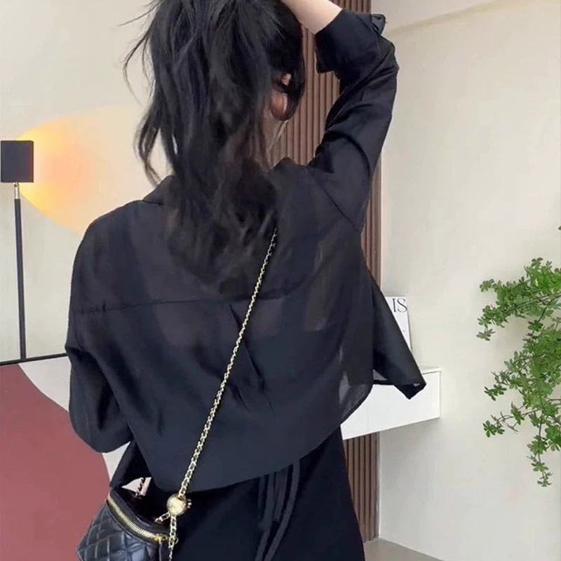 Женская летняя шифоновая рубашка-кардиган с защитой от солнца, тонкая полупрозрачная блузка, топ для внешней торговли