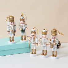 圣诞装饰品13CM亮粉款木质胡桃夹子国王士兵桌面摆件家居装饰礼物