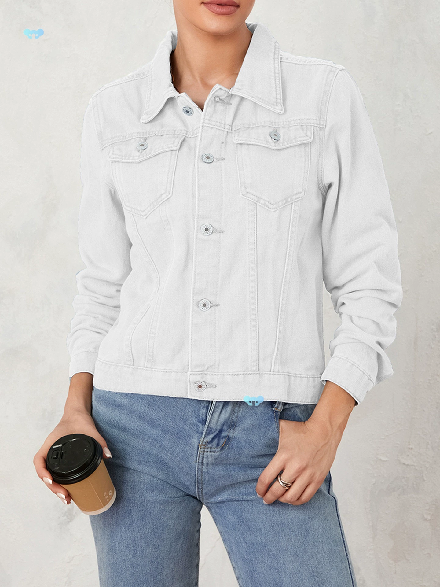 Женская винтажная однотонная джинсовая куртка с длинным рукавом