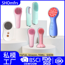 工厂定制洗脸仪防水硅胶洗脸刷超声波按摩美容仪器热敷电动洁面仪
