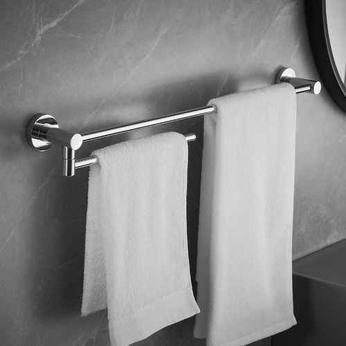 All-copper towel hanging single-rod movable towel rod rotating clothes hanging rod bathroom toilet wall hanging chrome-plated towel rack