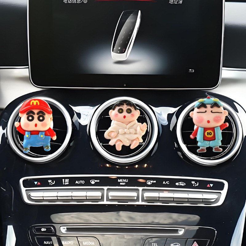 Vehículo de ventilación pequeña cabeza grande pequeña nueva fragancia perfumes de automóviles dibujos animados adornos artículos de decoración artículos de automóviles