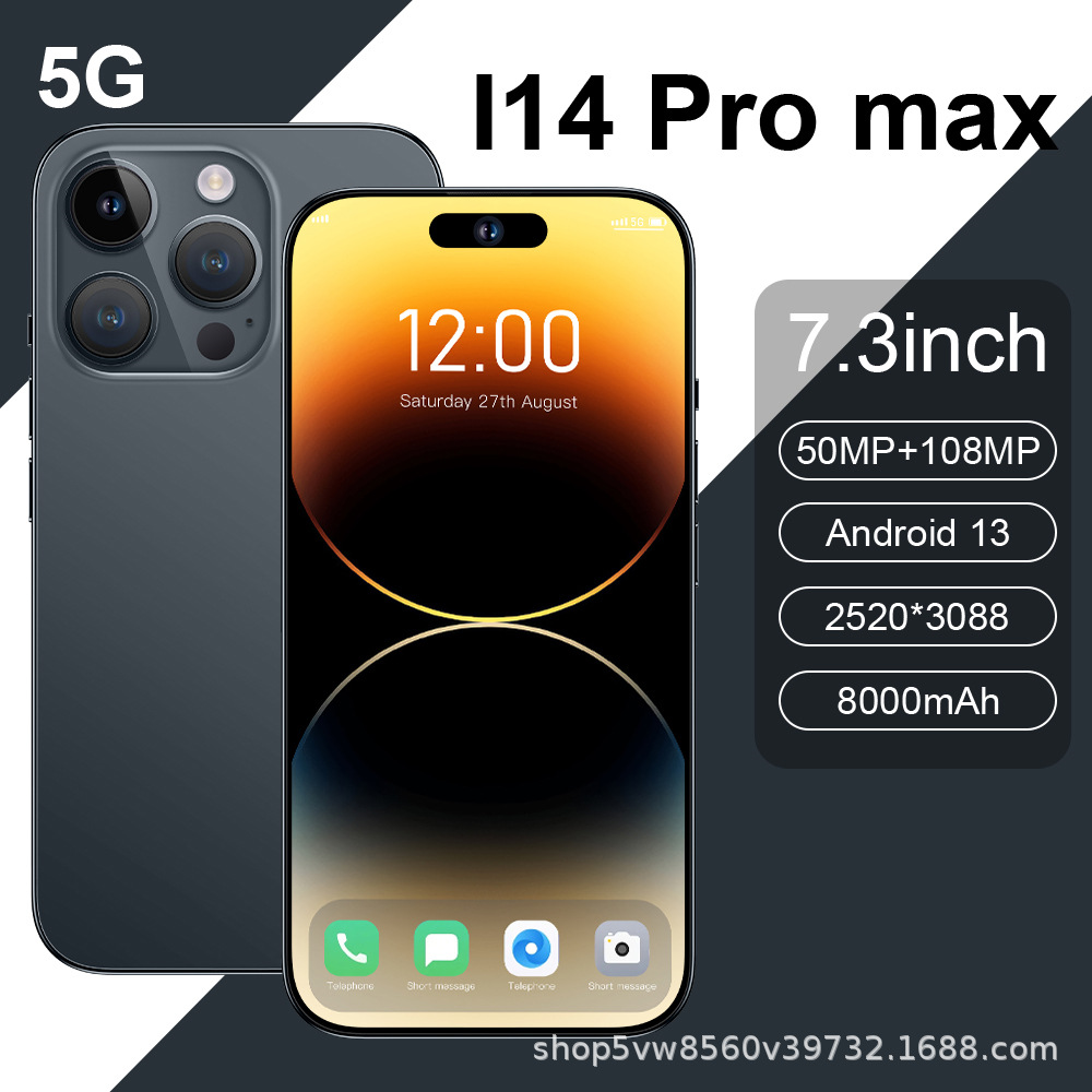 Foreign trade cross-border mobile phone i14promax7.3 large screen 16+1T global foreign trade integrated intelligent machine factory straight hair