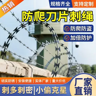 刀片刺绳防护网防盗防爬围墙不锈钢刺丝滚笼刺网带刺铁丝刀片刺绳