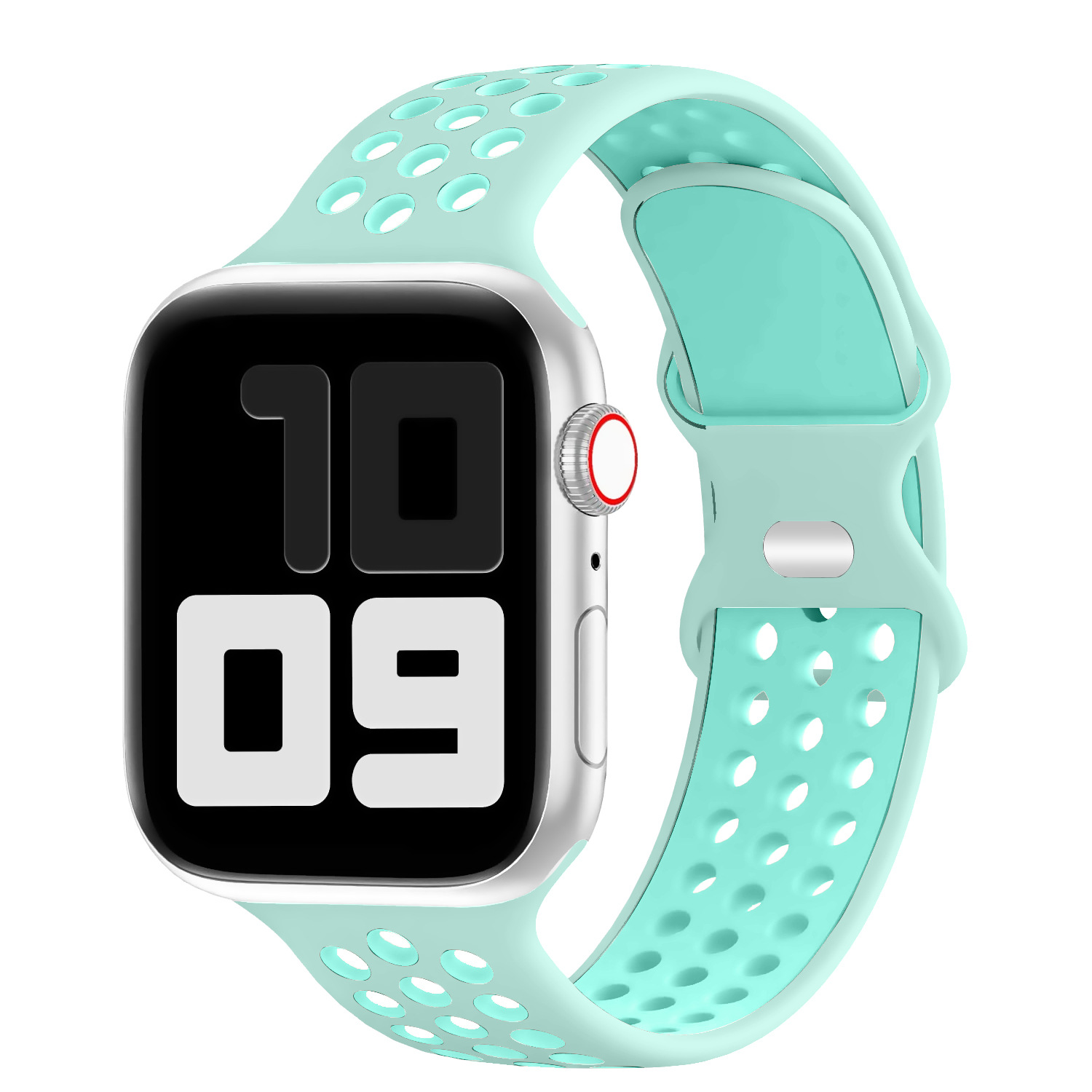 Correa de silicona de dos tonos para Apple Watch S9, estilo Nike con hebilla en forma de ocho.