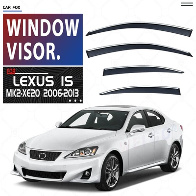 Window visor, Rain shield - standard-packing-without-logo-lexus-is-mk2-xe20-2006-2013-pc-silver-bright-window-rain
