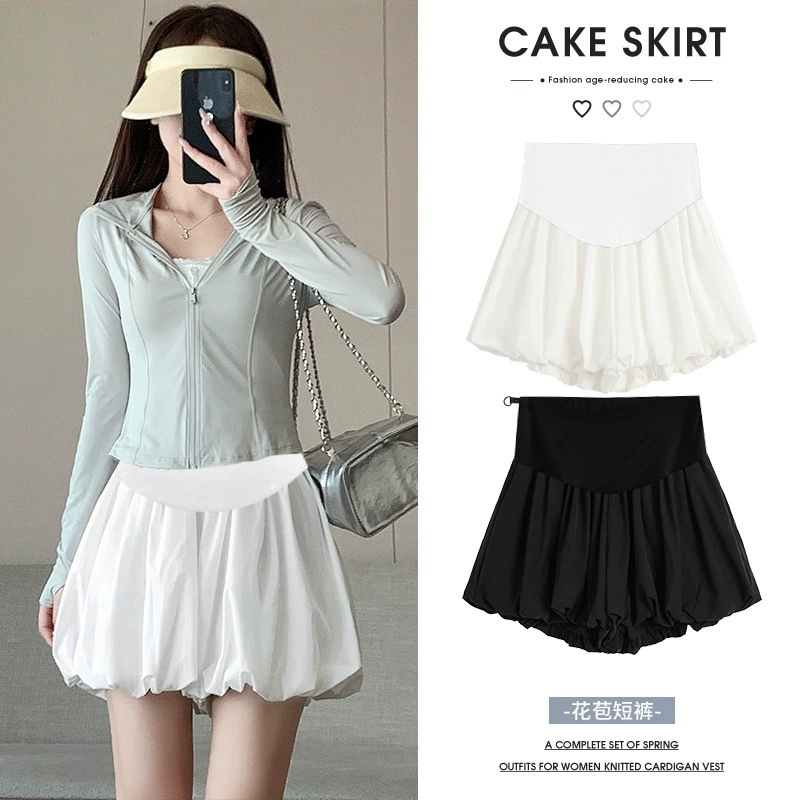 Trousers, thin shorts, flashlight with belly support, skirt, new collection, for teenagers, loose fit, fitted