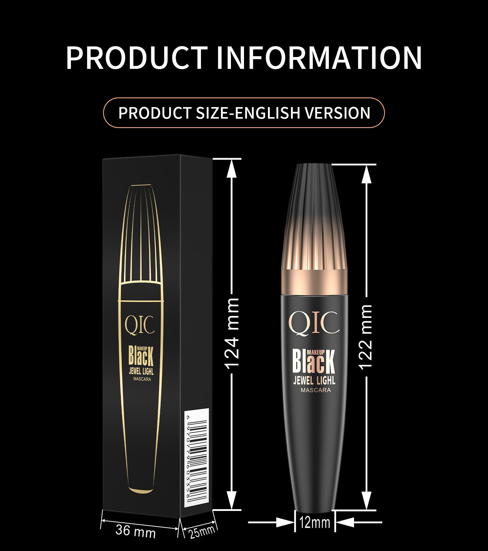 QIC Cini Color Plump 4D Mascara is a long, thick, curling, non-smudging, waterproof Mascara for cross-border makeup undefined