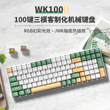 100客制化機械鍵盤有線藍牙2.4三模白透黑透熱插拔套件