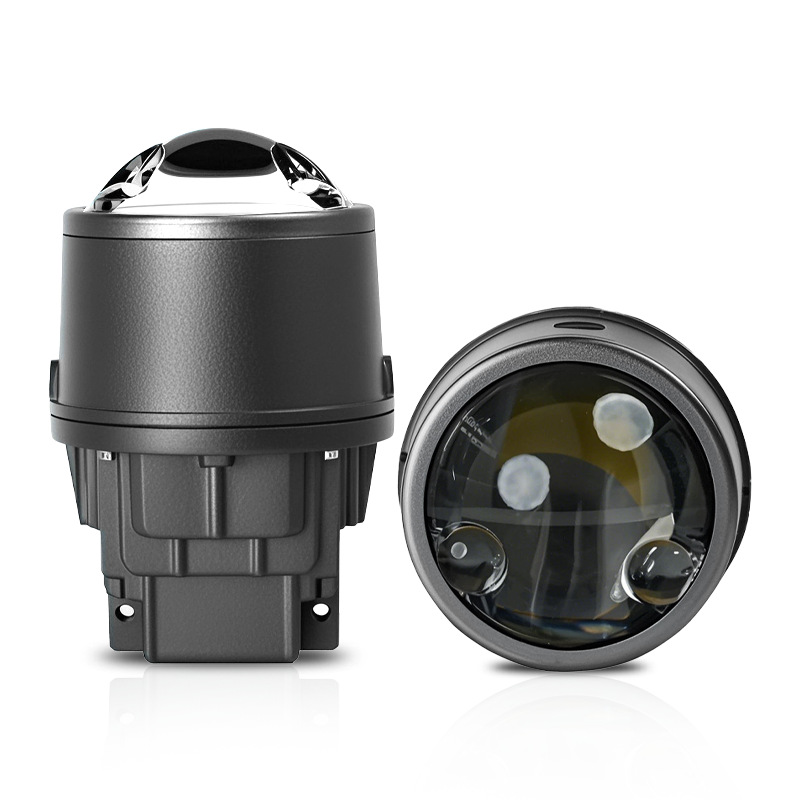 3 Inch cross-border nuevo X2 doble lámpara copa LED directo tres colores luz antiniebla lente coche de alta potencia integración lejana y cercana