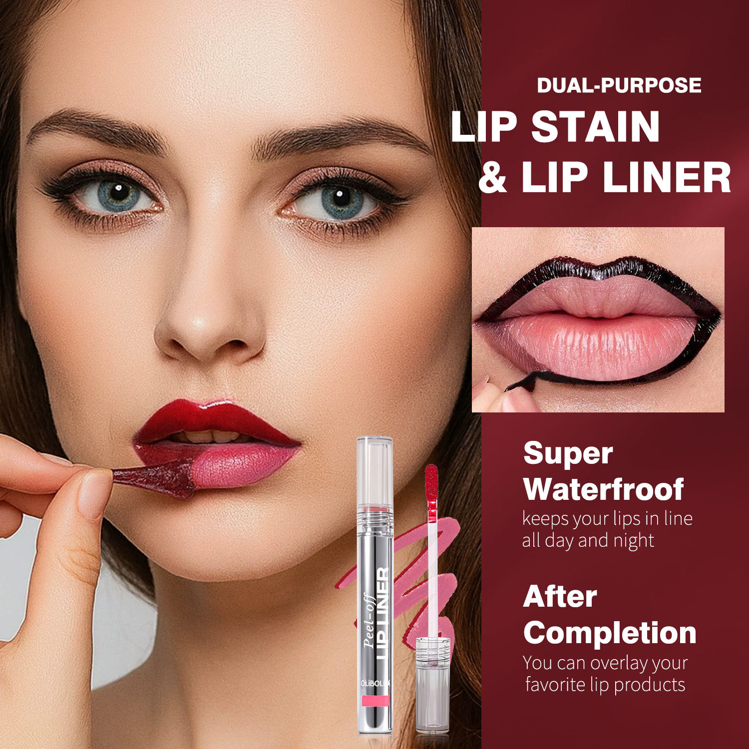 Explosiones transfronterizas OLIBOLLA lápiz de lápiz labial mate, guarnición de labios fácil de color, línea de gancho de peeling tipo LIP LINER
