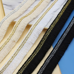 新款 28mm米色棉線流蘇服裝輔料 單邊排須花邊窗簾裝飾廠家直供