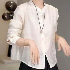 一件代发直播爆款2025秋季新款时尚新中式洋气国风气质减龄衬衫女