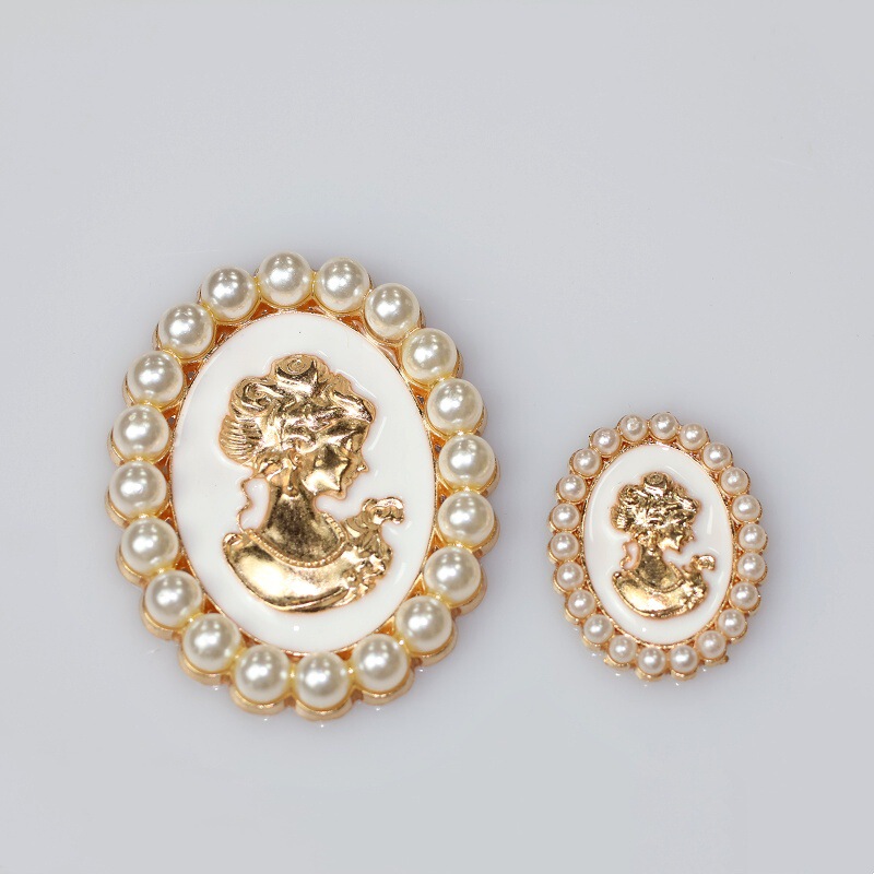 DIY New Pearl Border Retro Palace Creative Pearl Beauty Head Mobile Phone Jewelry Accessories Factory Direct Sales