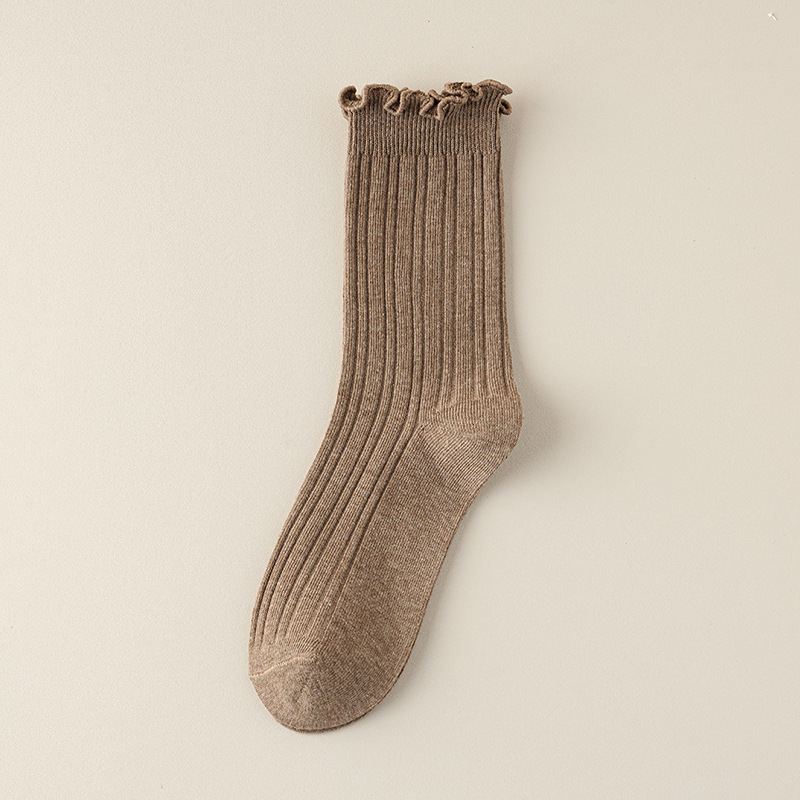 Zhuangyan calcetines de algodón de color sólido de verano para mujeres hongo borde antiolor absorción de sudor calcetines de pila calcetines al por mayor