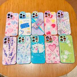 日韩清新小碎花适用苹果12手机壳iphone14pro闪粉16promax/15滴胶