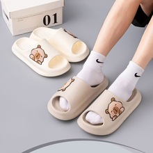 新品时尚可爱小熊卡通一字拖男居家外穿耐磨休闲跑量凉拖鞋男批发