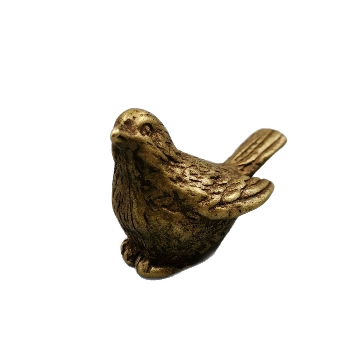 Pequeño gorrión de bolsillo decoración de té mascota antiguos pequeños platos de bronce sólidos pequeños pájaros de bronce micro esculpidos decoración de mesa de té