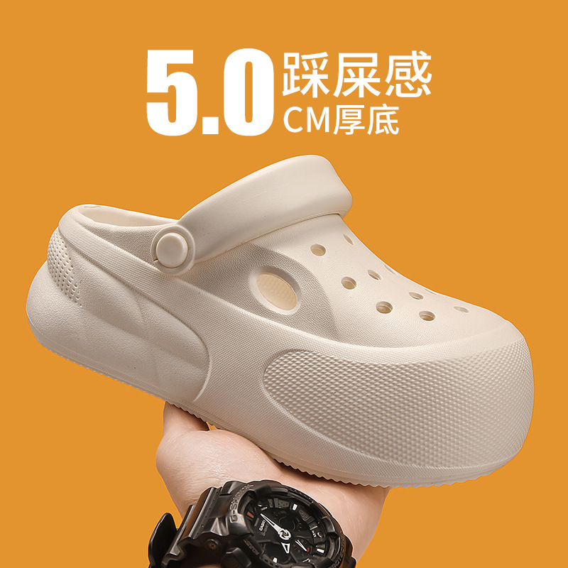 Cross-Border Croc Shoes Girls Summer 2025 New Outerwear Heightening Thick-Soled Baotou Slippers Soft-Soled Sandals One Piece Dropshipping