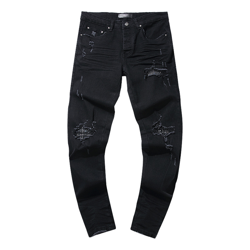跨境欧美PurpleBrand牛仔裤jeans水洗做旧复古破洞泼墨潮流直筒|undefined