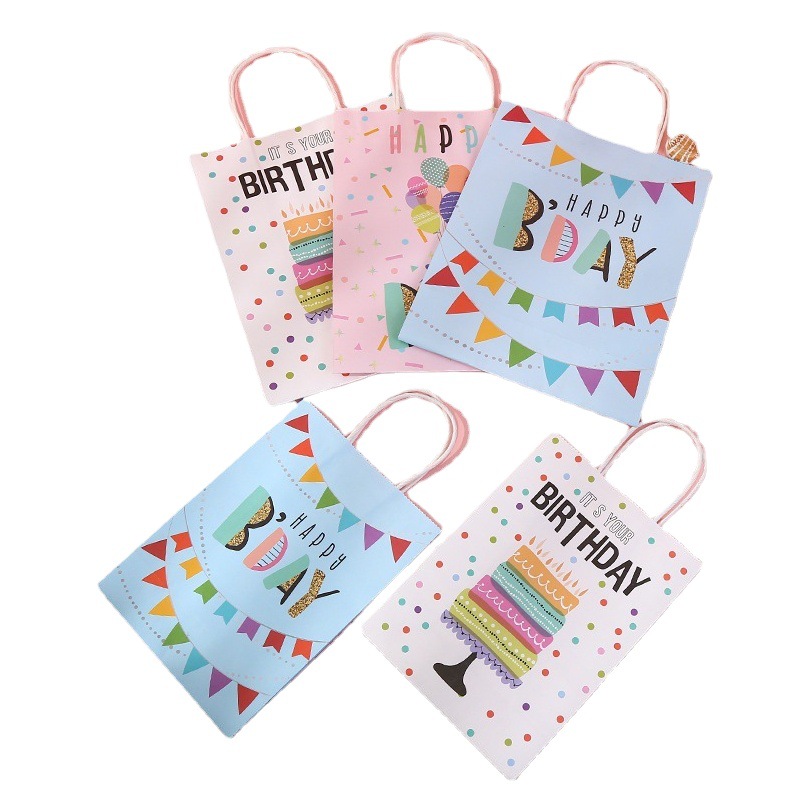 Bolsa de papel de regalo simple bolsa de regalo de cumpleaños bolsa de regalo bolso de papel Kraft bolso de cumpleaños al por mayor