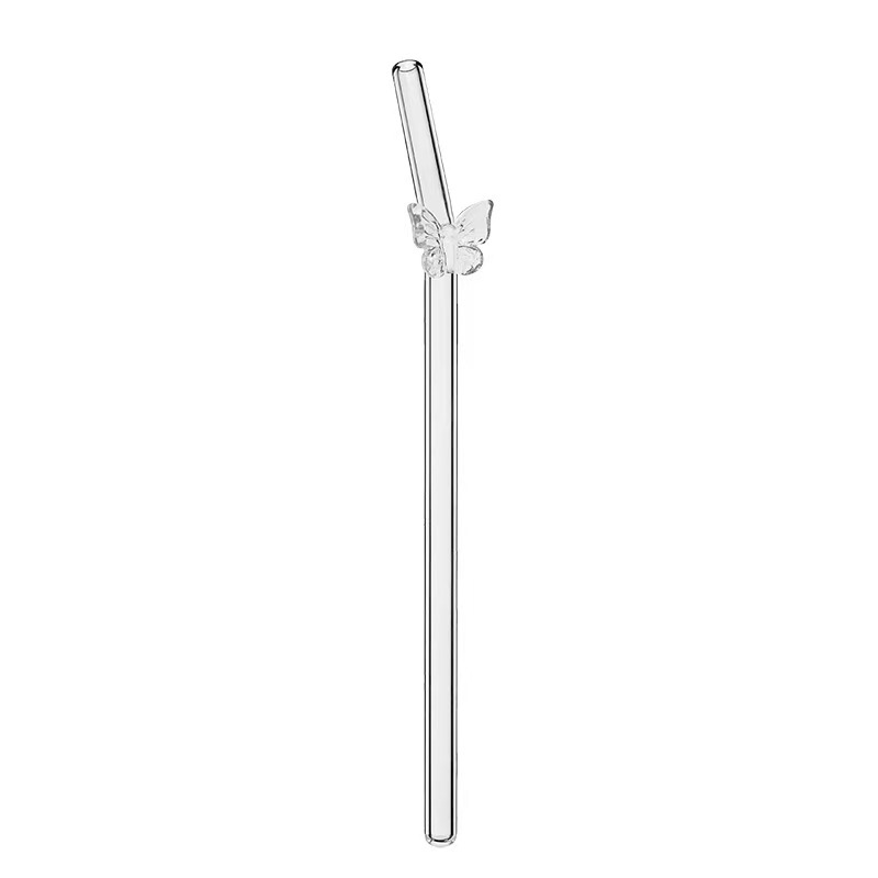 Pajitas de vidrio con diseño de mariposa, pajitas de vidrio de borosilicato de alta calidad, coloridas, no desechables, aptas para café, jugos infantiles y resistentes a altas temperaturas. image 15