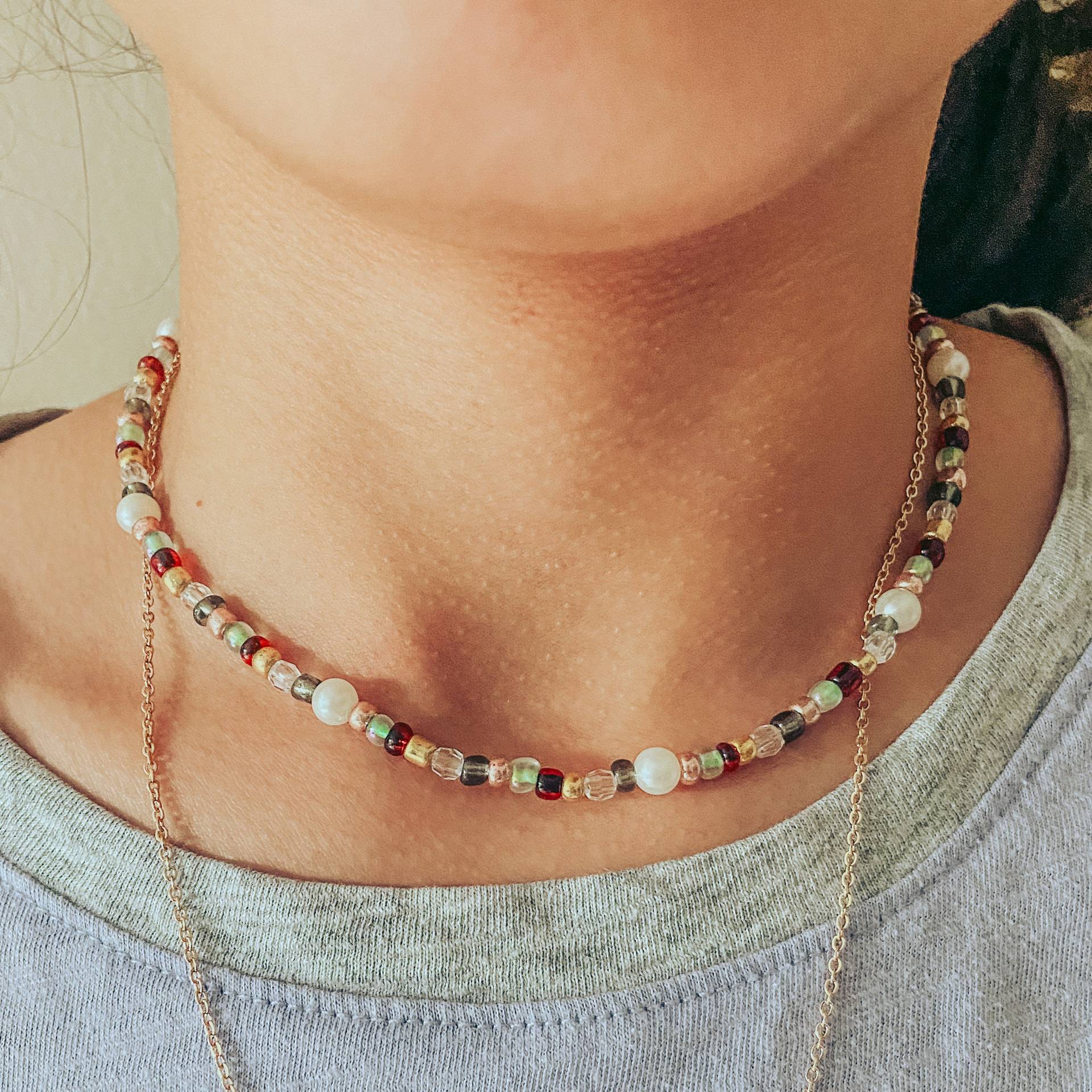 Simple Style Color Block Imitation Pearl Shell Beaded Chain Beaded Necklaces Wholesale display picture 4