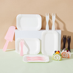 Single-use birthday cake knife and fork tray set of 5 trays, 5 forks, 1 knife, individually packaged baking mousse mooncake waterdrop tray tableware