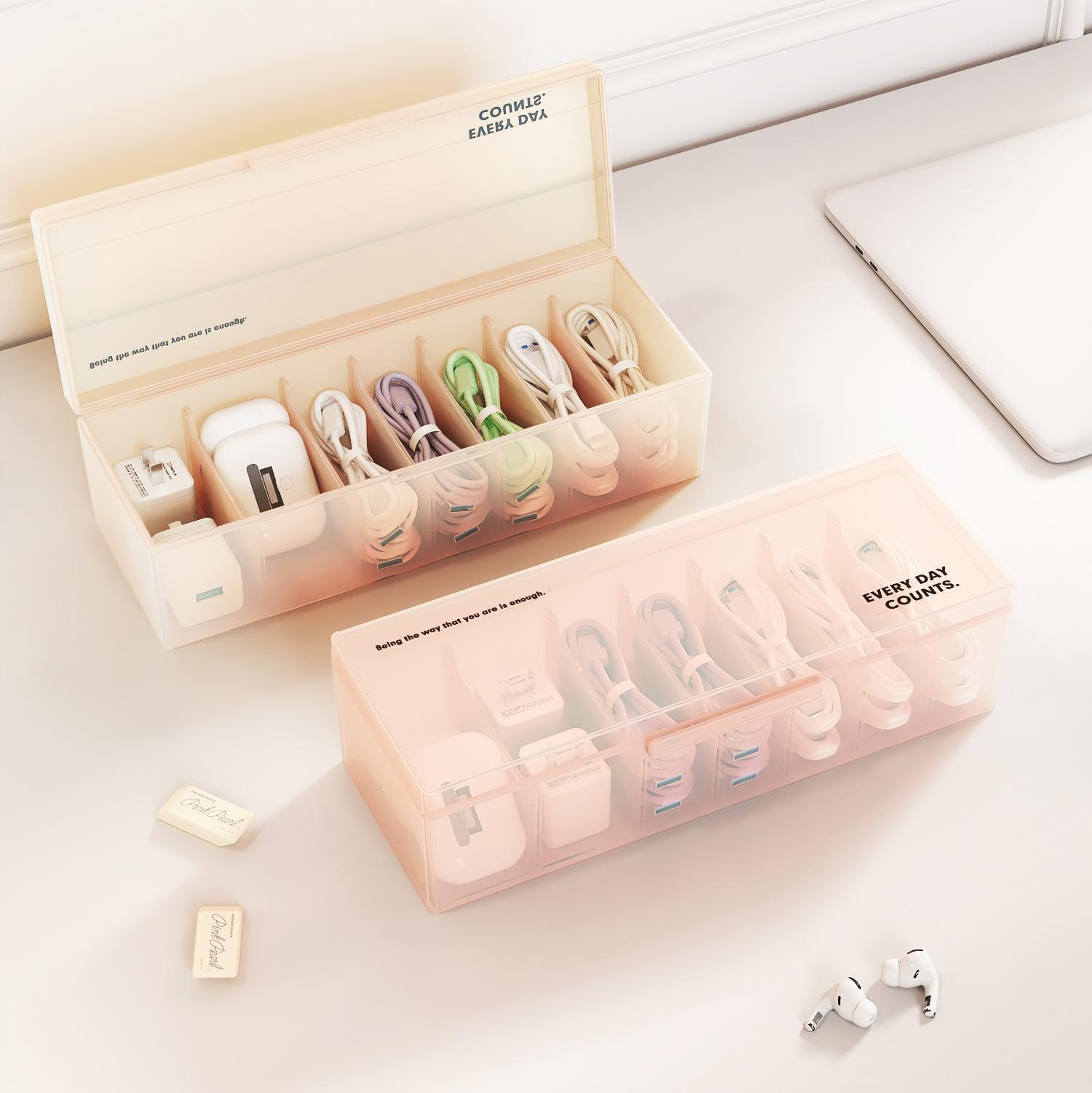 Data cable storage box power charging line mobile phone charger plug finishing artifact desktop cable box winder