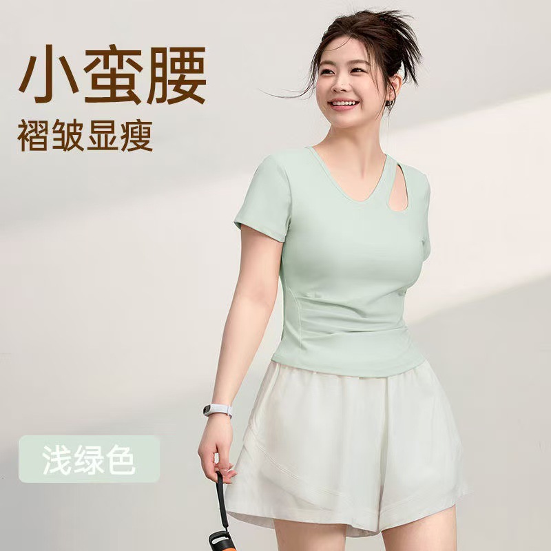 Fitness Sports Slimming Look Plus Size T-Shirt Fat mm Summer New Version Yoga Wear Running Pilates Quick-Drying Clothing for Women