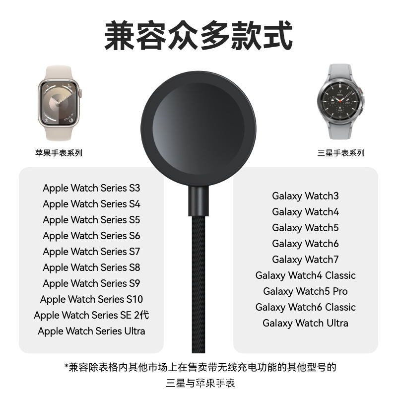 New Strong Magnetic Watch Wireless Charging Suitable for Apple Samsung Dual Brand Watch Base Wireless Charger