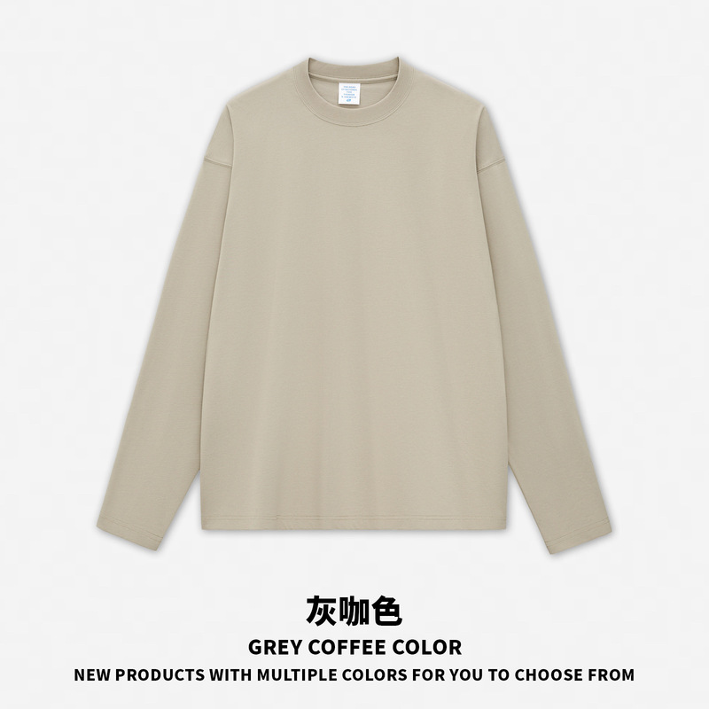 RSメンズ | 32S ダブルヤーン「クリーンフィット」 270G ピュアコットン ヘビーウェイト 長袖 Tシャツ メンズ ヨーロッパとアメリカ フォグ 長袖 T|undefined