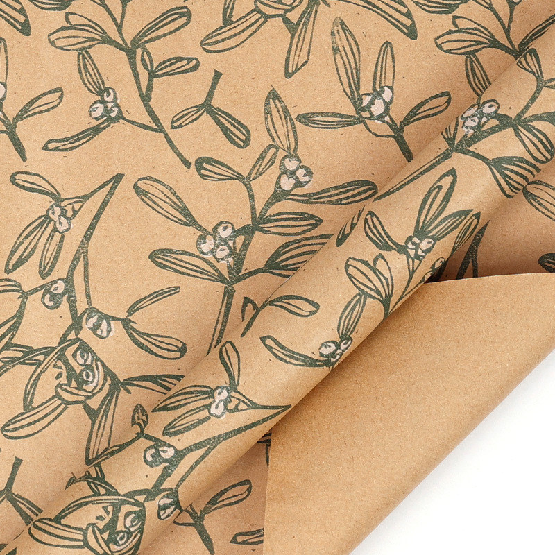 크리스마스 시리즈 - 나뭇잎/말림; 43*300cm 롤 포장