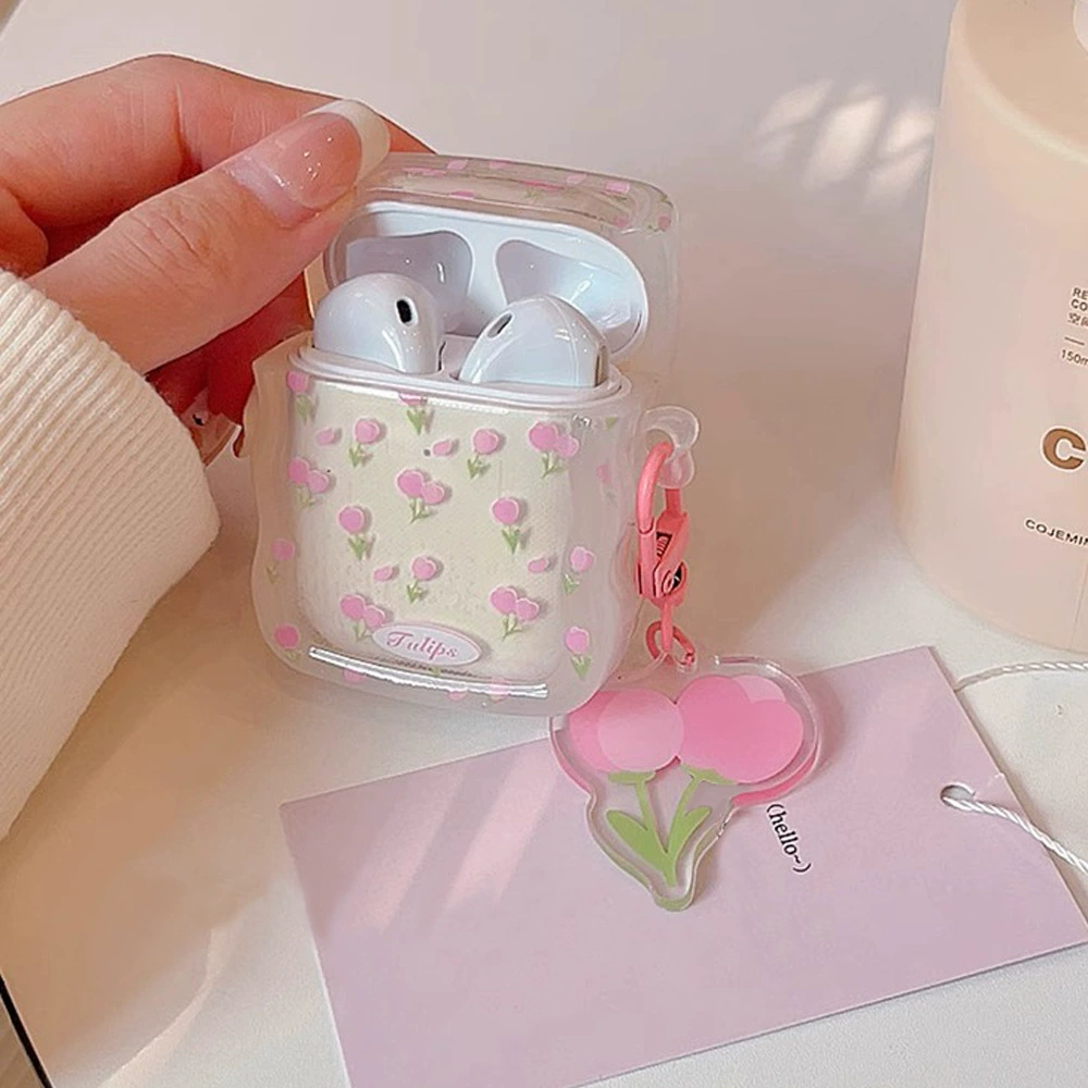Прозрачная розовая тюльпия подходит для защитного чехла AirPods Pro 2 1/2 поколения чехол защитный AirPods3 наушники
