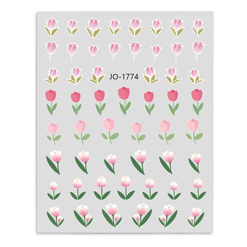 Internet celebridad nuevo tulipán pegatinas de uñas pequeña flor pétalo hoja de uñas pegatinas cinturón impermeable adhesivo calcomanías de uñas