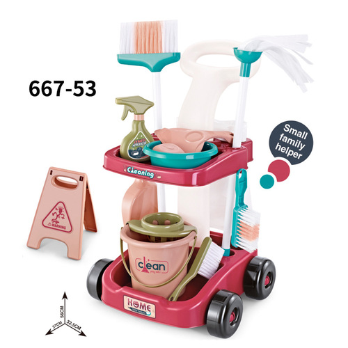 Cross-border children's play house simulation vacuum cleaner mini cleaning tool six-piece set broom mop bucket toy set