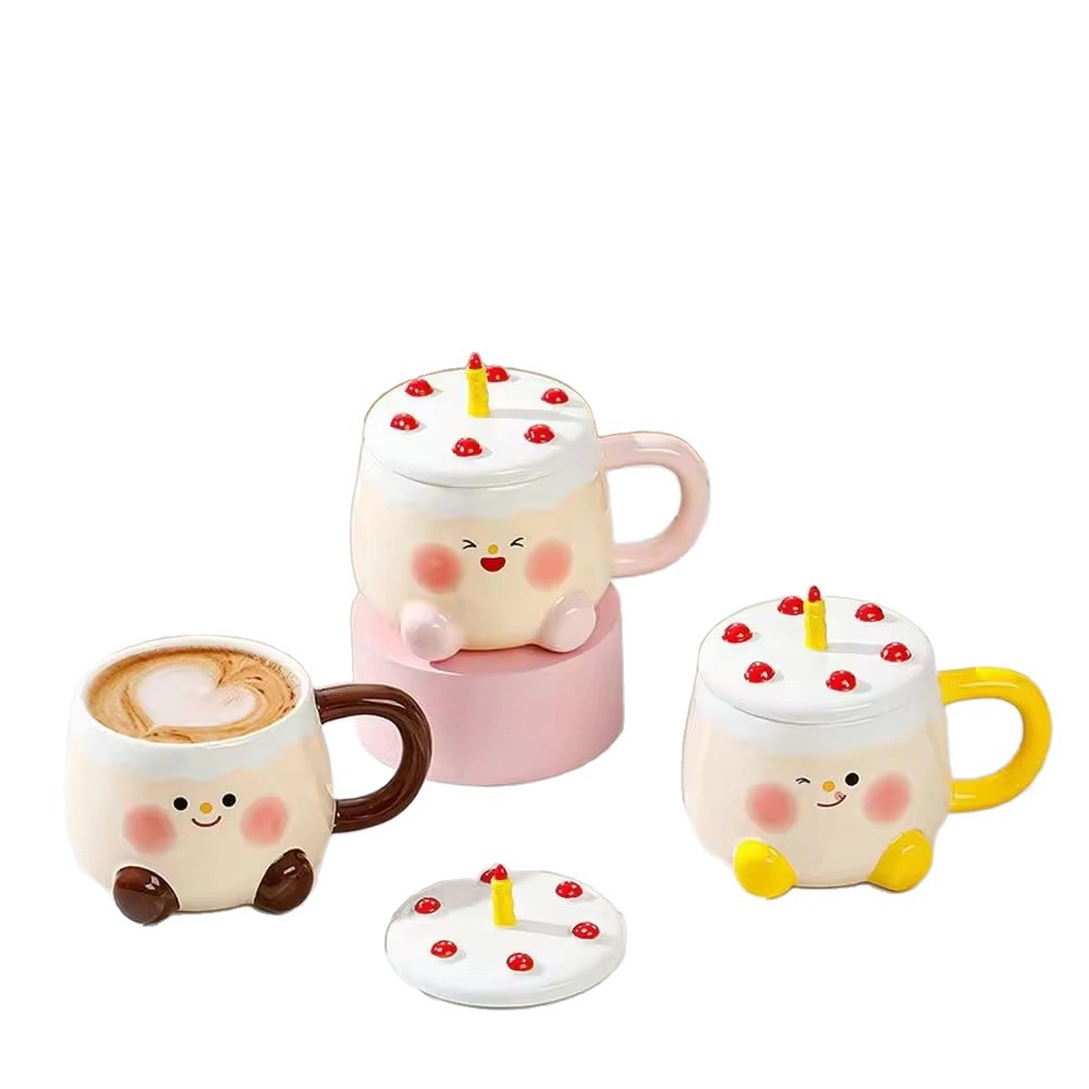Taza de pastel creativa con tapa de cerámica de cera creativa