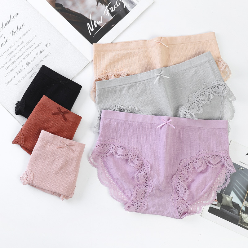 new pattern seamless solar system Hip pants Middle-waisted Antibacterial Cotton Graphene Underwear lady Large Lace Triangle pants