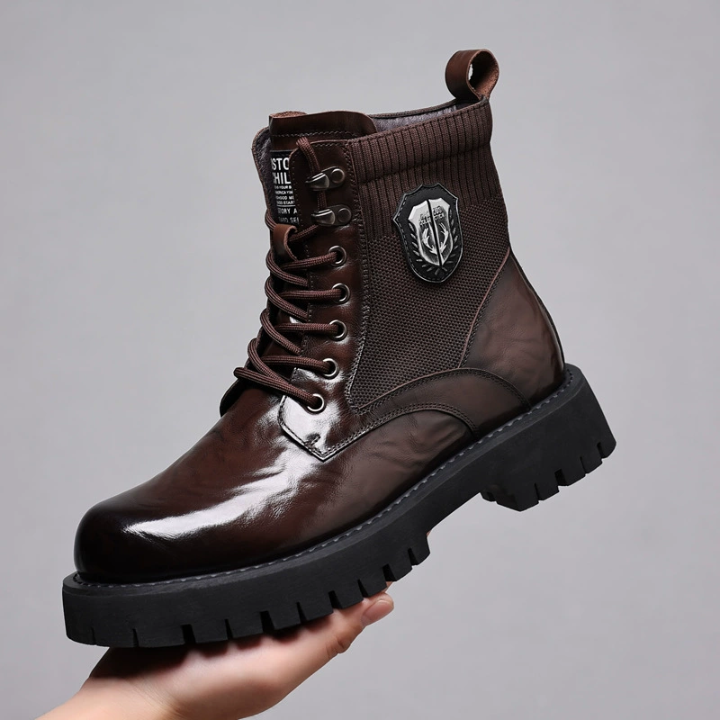 Новые ботинки Martin мужские высокие ботинки с толстой подошвой, средние ботинки, британские ботинки, модные ботинки, бархатные теплые мужские ботинки