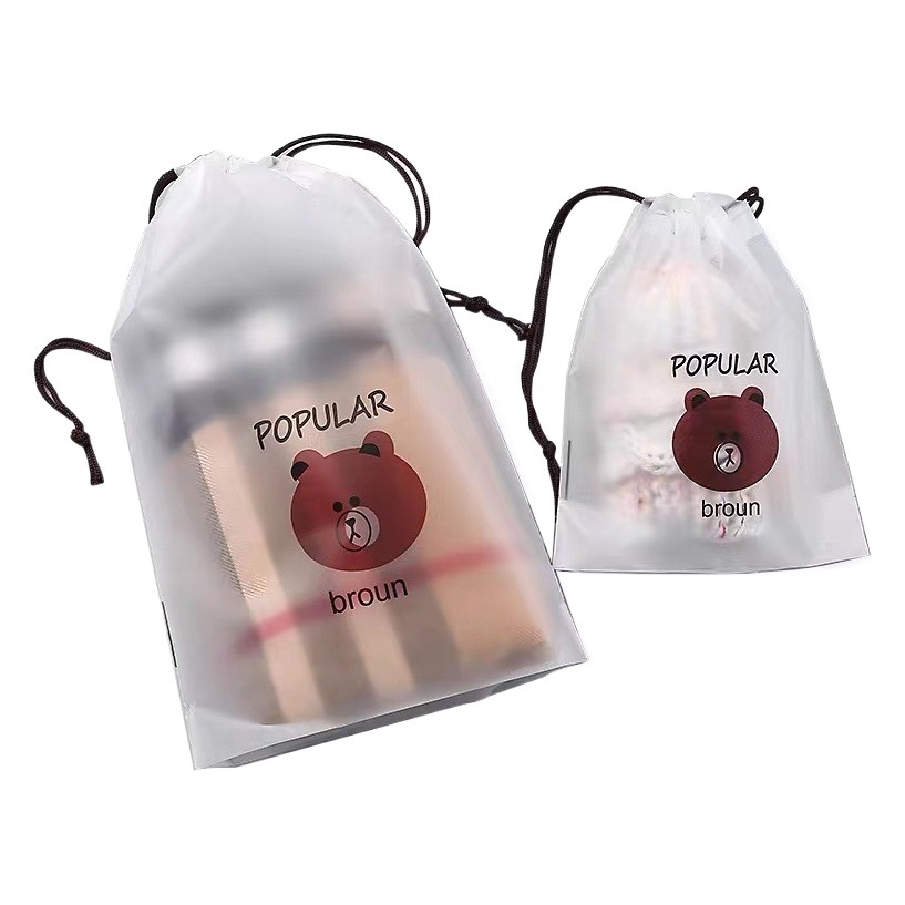 Shoes Socks Packaging Storage Bag Dust-proof and Waterproof Drawstring Beamhole Travel Packing Daily Supplies Bear Bag