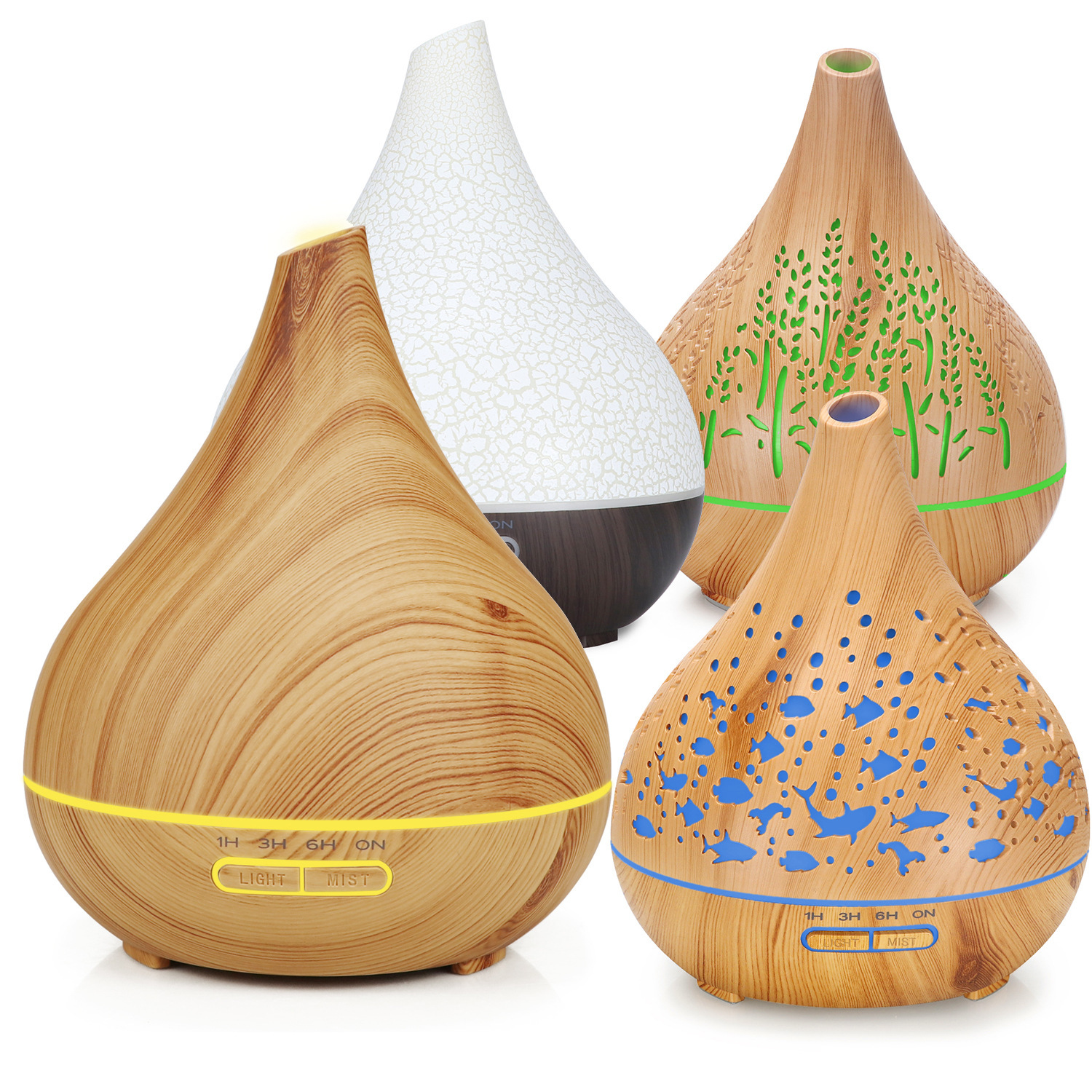 Cross-Border E-Commerce Supplier Large Oblique Nozzle Ultrasonic Petal Essential Oil Humidifier 400ml Aroma Diffuser Lily Aroma Diffuser