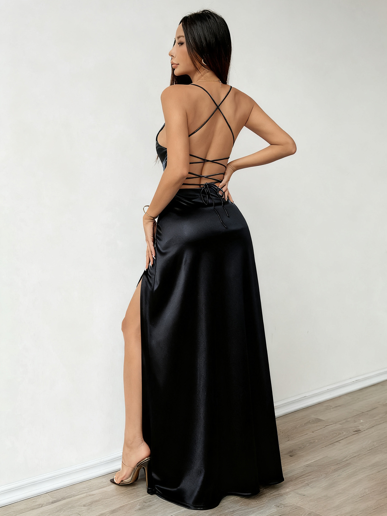 Robe K neuve avec caraco et fente, robe de soirée élégante et luxueuse_voghion.com
