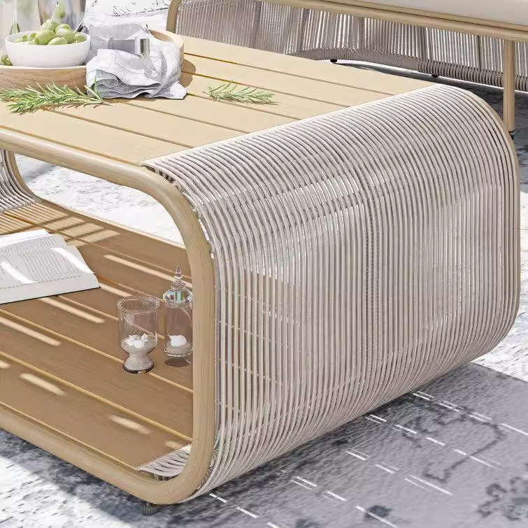 Sofá de ratán al aire libre, terraza, balcón, perezoso, lluvia, protector solar, mesa de centro, villa combinada, muebles de jardín al aire libre