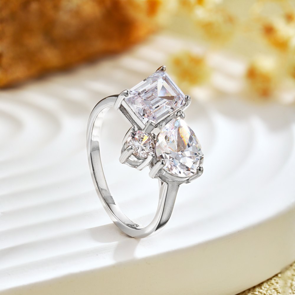 Plating Design 1 Piece 925 Sterling Silver Geometric Zircon Rings