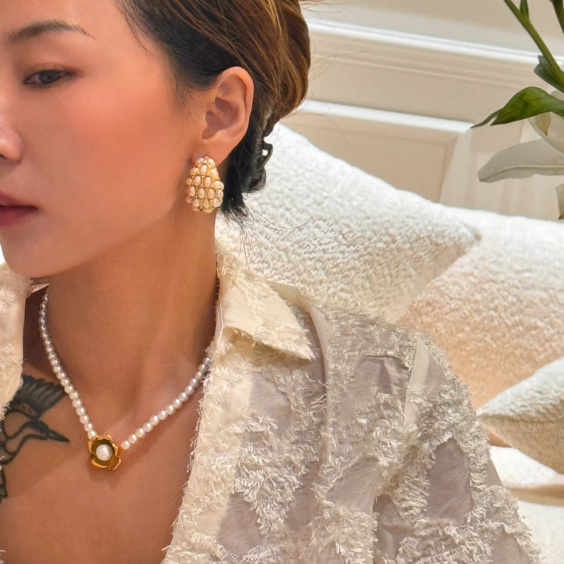 38g Weight Ion Plating (IP) Gold Plating Process 304 Stainless Steel Ear Needle Material Pearl Inlay Material Ear Studs Classification 1 Pair Simple Style Water Droplets Plating Inlay Titanium Steel Pearl Ear Studs